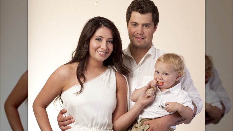 Bristol Palin Levi Johnston and posing with baby Tripp