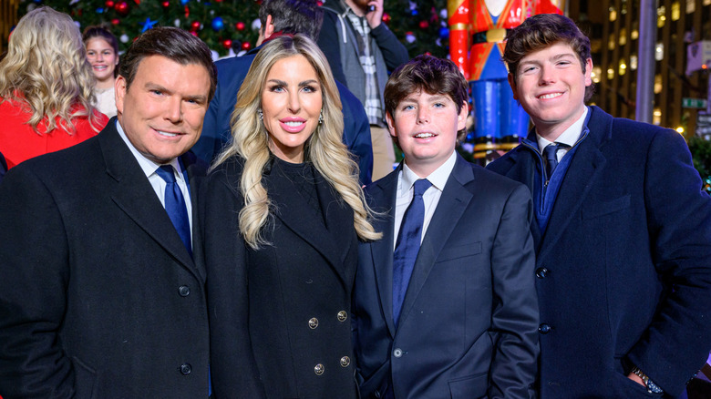 Bret Baier and family posing for a photograph during Christmas