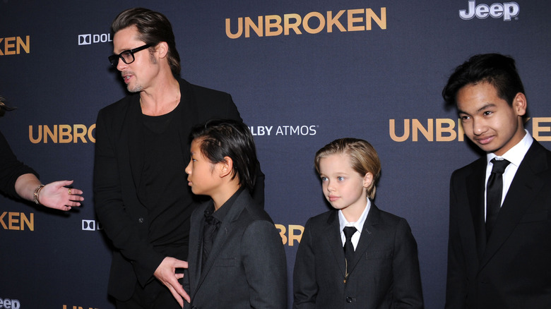 Brad Pitt, Maddox Jolie-Pitt, Pax Jolie-Pitt and Shiloh Jolie-Pitt