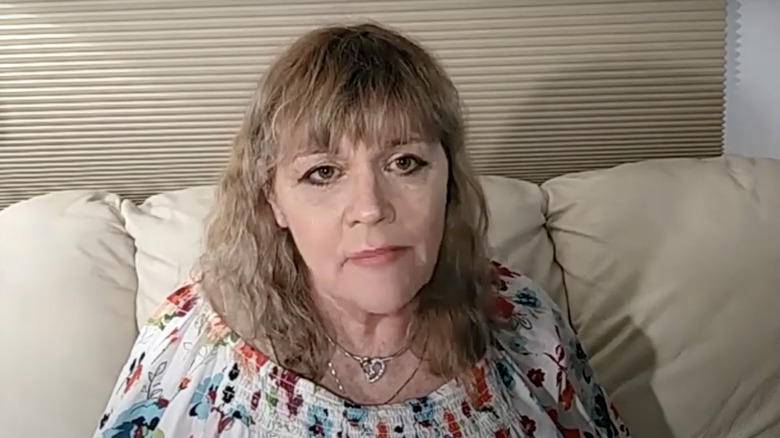 Samantha Markle sits on a couch during online interview