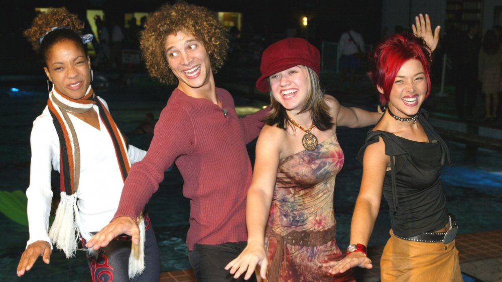 American Idol stars Tamyra Gray, Justin Guarini, Kelly Clarkson and Nikki McKibbin at the From Justin To Kelly premiere