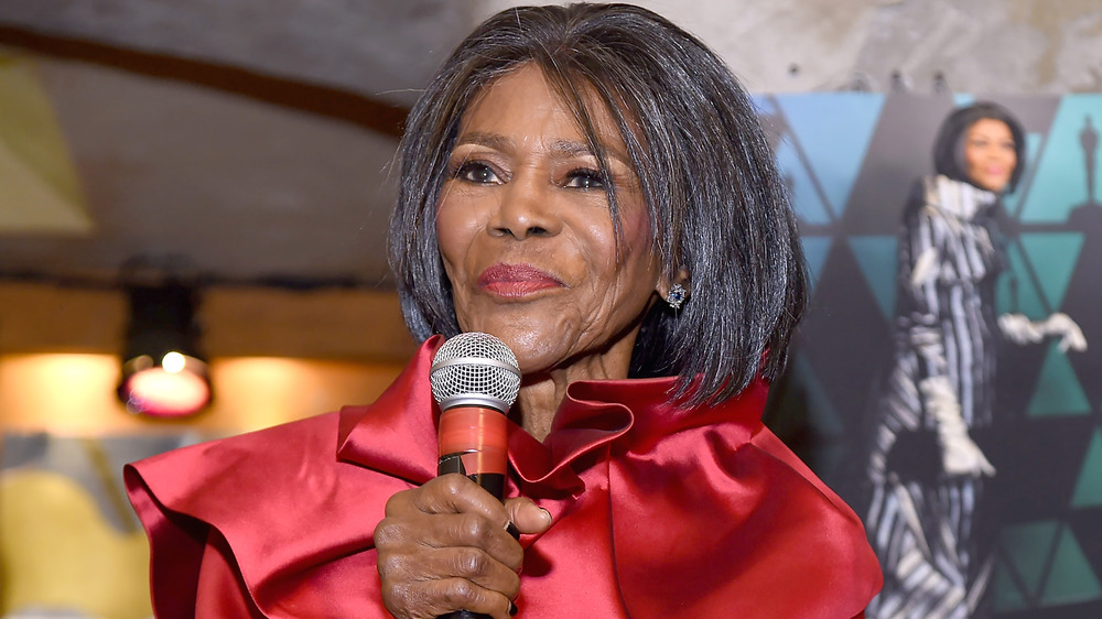 Cicely Tyson speaking into a microphone