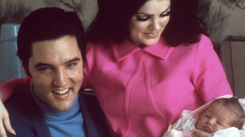 Elvis, Priscilla and baby Lisa Marie Presley