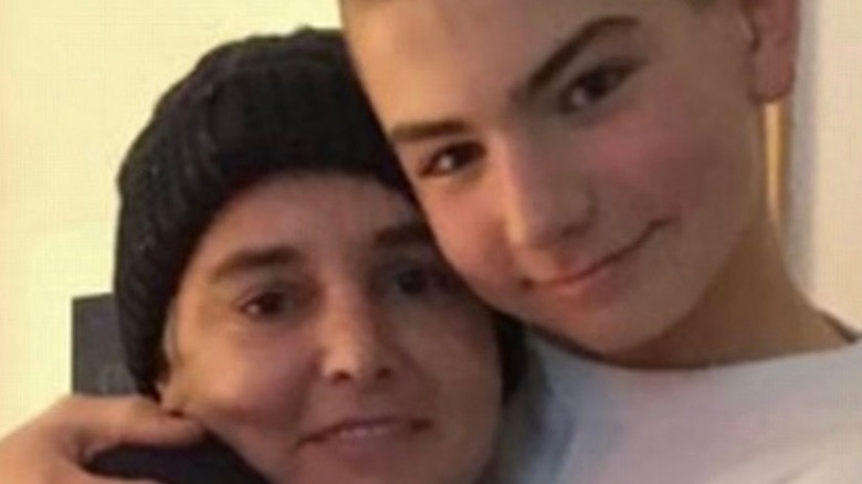 Sinéad O'Connor and her son Shane embrace