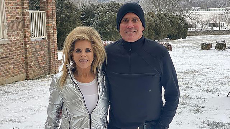 Gwen Shamblin and Joe Lara smiling outside in the snow