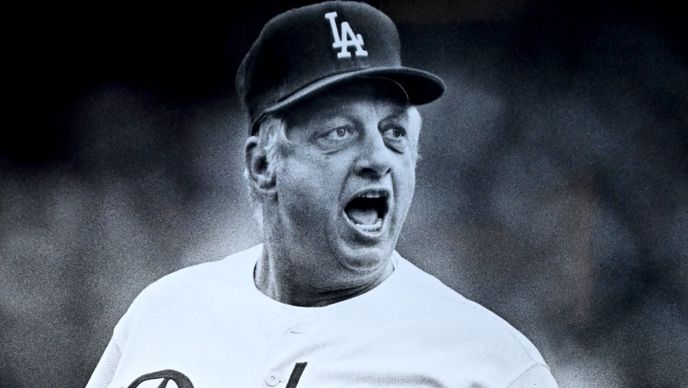 Tommy Lasorda gasping on field