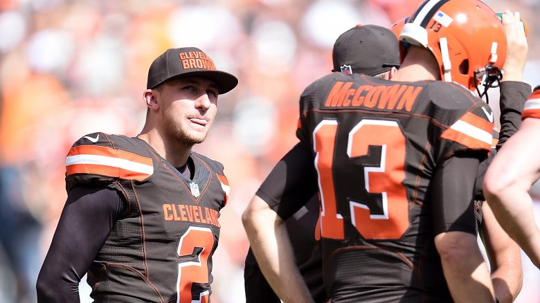 Johnny Manziel with Cleveland Browns teammates