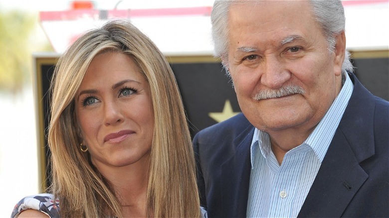 Jennifer and John Aniston, posing together