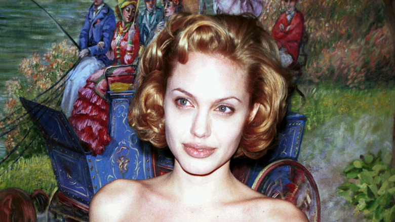 Angelina Jolie with blonde hair, posing