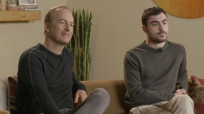 Bob and Nathan Odenkirk seated in an interview 