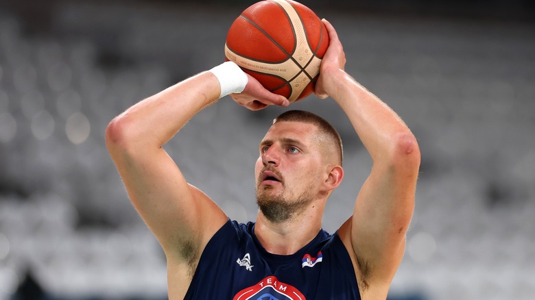 Nikola Jokić training at Olympics