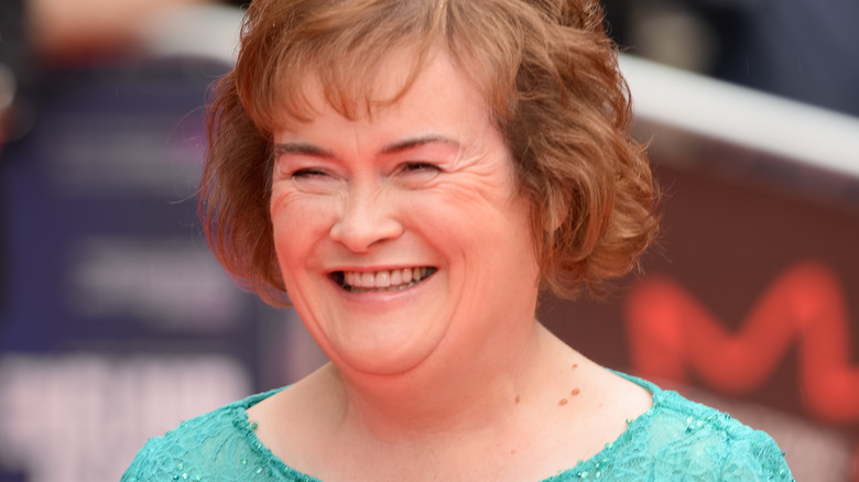 Susan Boyle laughing on red carpet