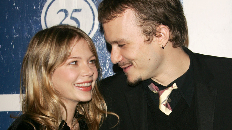 Michelle Williams and Heath Ledger smiling