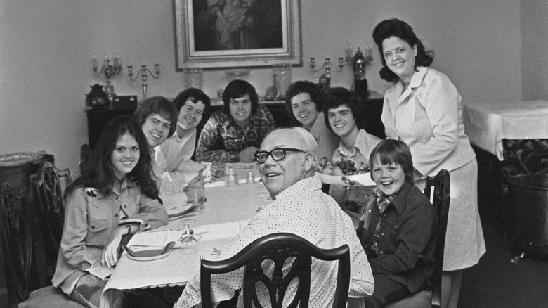 The Osmond family sits for dinner