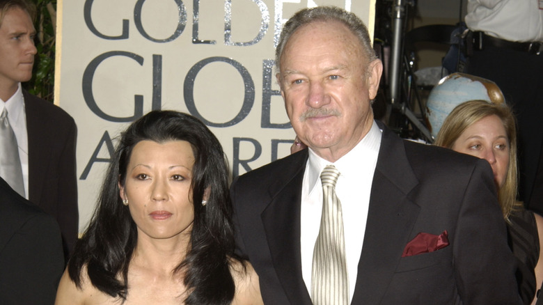 Gene Hackman and Betsy Arakawa, posing at the Golden Globes Award