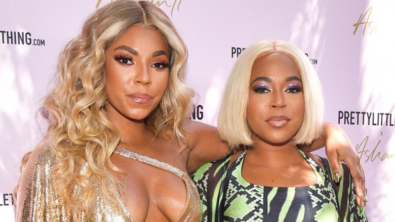 Ashanti and sister Kenashia Douglas attend the Ashanti X PrettyLittleThing launch in Hollywood, CA (2024)