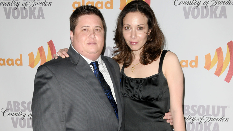 Chaz Bono posing with Jennifer Elia