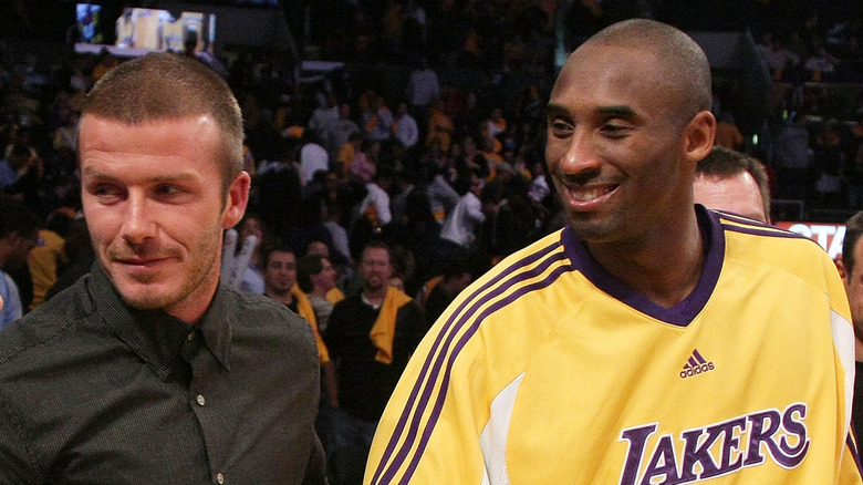 David Beckham and Kobe Bryant at a Lakers game