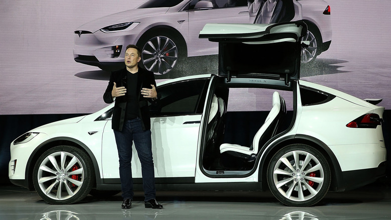 Elon Musk shows off a Tesla in 2015