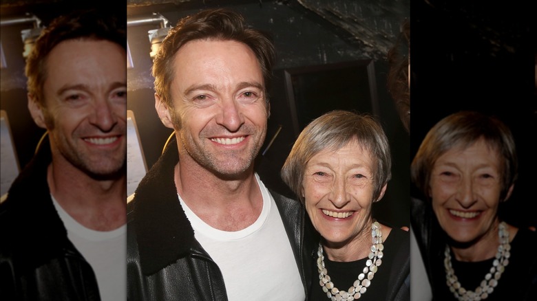 Hugh Jackman smiles with mother