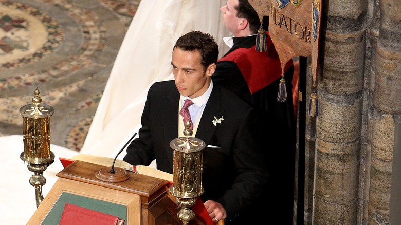 James Middleton at the lectern 