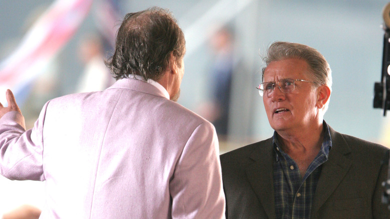 Martin Sheen and Jack Nicholson speak on set