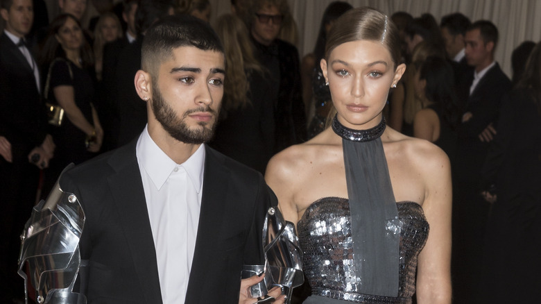 Zayn Malik and Gigi Hadid posing on the red carpet