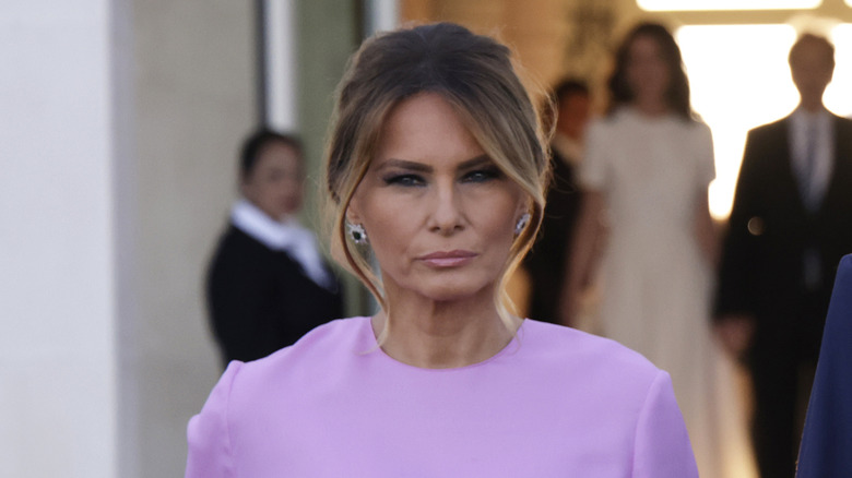 Melania Trump at Mar-a-Lago squinting