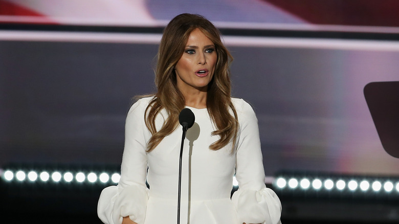 Melania Trump delivering a speech at the 2016 Republican National Convention