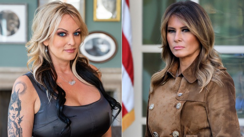 Stormy Daniels and Melania Trump smiling