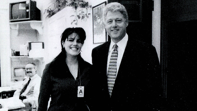 Monica Lewinsky and President Bill Clinton smiling