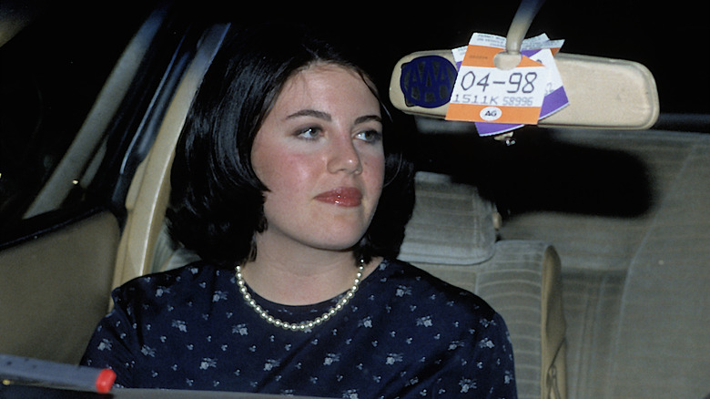 Monica Lewinsky photographed by paparazzi while in a car