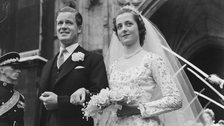 John Spencer and Frances Shand Kydd on their wedding day