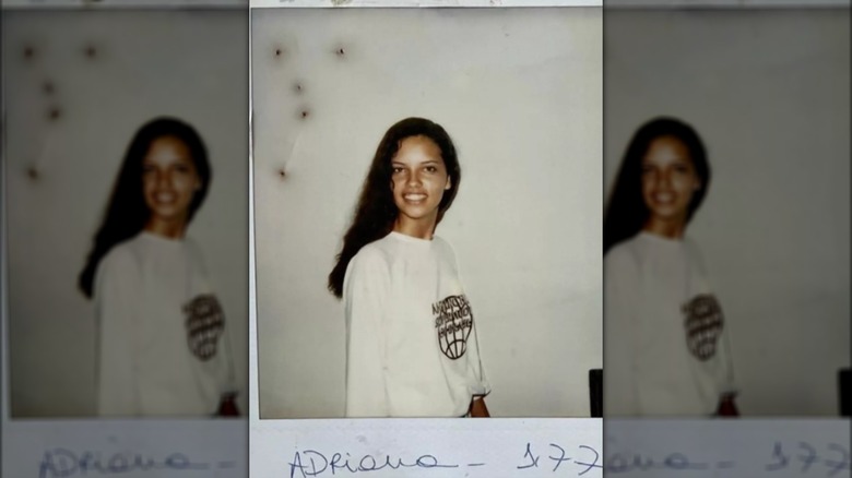 Adriana Lima smiling in Polaroid