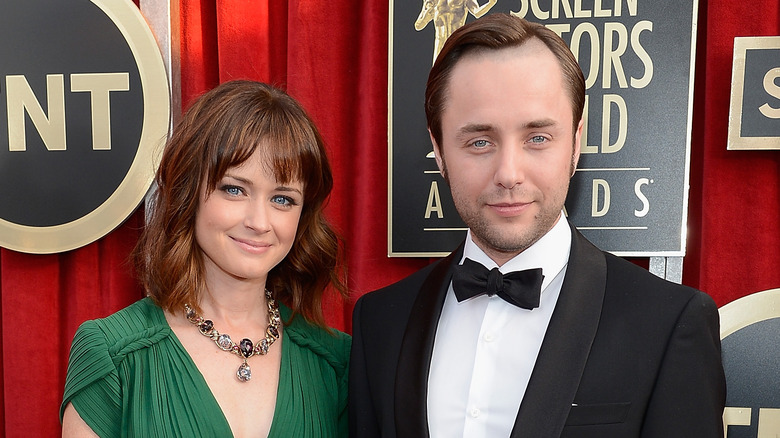 Alexis Bledel posing with Vincent Kartheiser