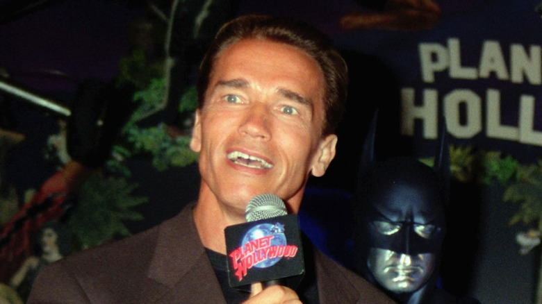 Arnold Schwarzenegger at a Planet Hollywood