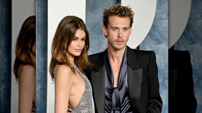 Kaia Gerber and Austin Butler posing