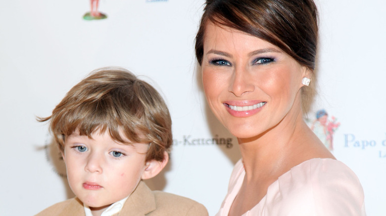 Melania Trump smiling with Barron