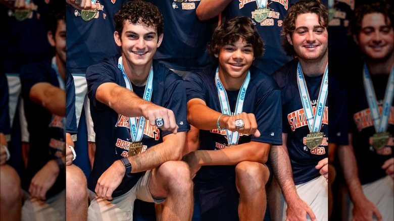 Charlie Woods poses with Benjamin School teammates