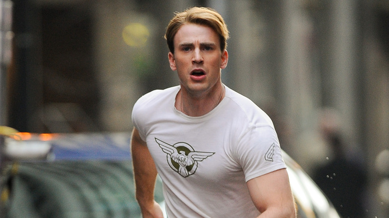 Chris Evans filming Captain America