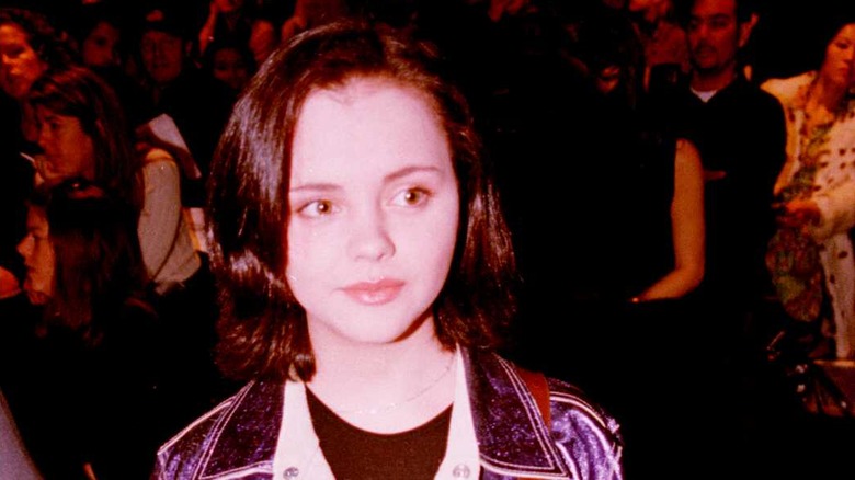 Christina Ricci in a purple jacket in 1996