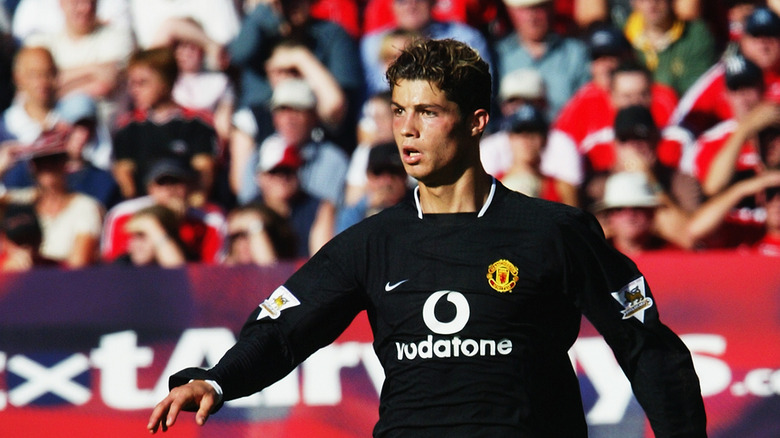 Cristiano Ronaldo playing for Manchester United in 2003