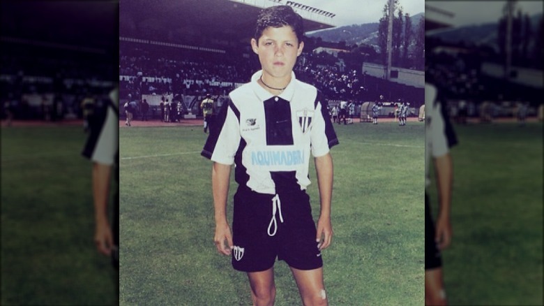 Cristiano Ronaldo in soccer gear as a child