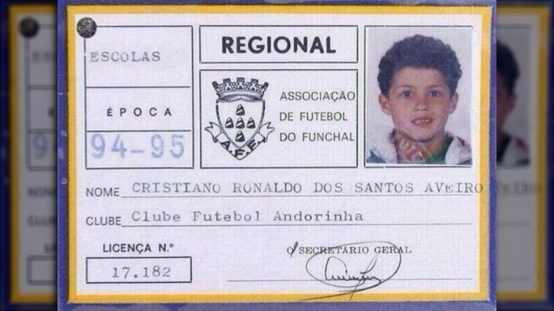 Cristiano Ronaldo's first club license from 1994