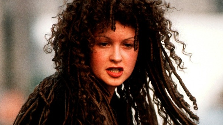 Cyndi Lauper with dark curly hair