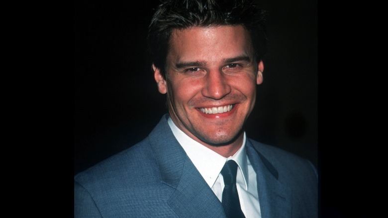 David Boreanaz laughing in blue suit