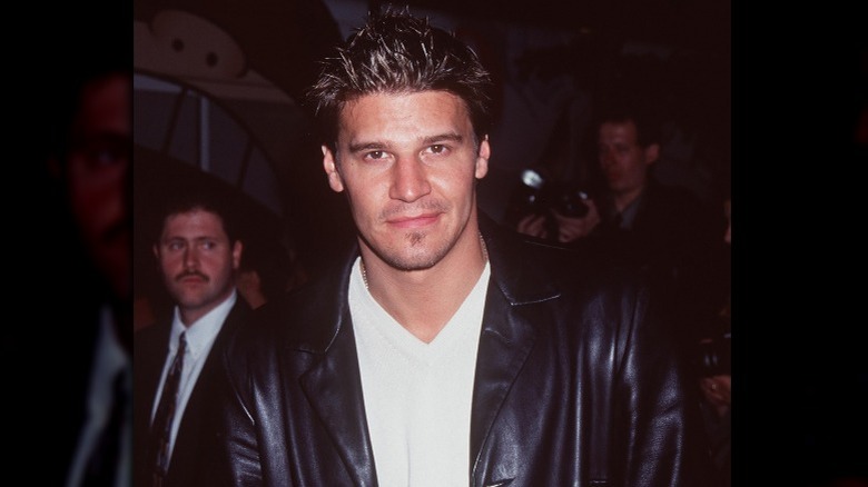 David Boreanaz in leather jacket on red carpet