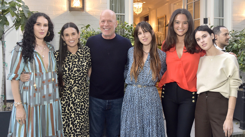 Demi Moore with ex husband Bruce Willis and their children, and Emma Heming