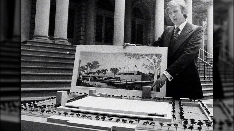 Donald Trump displaying a building plan