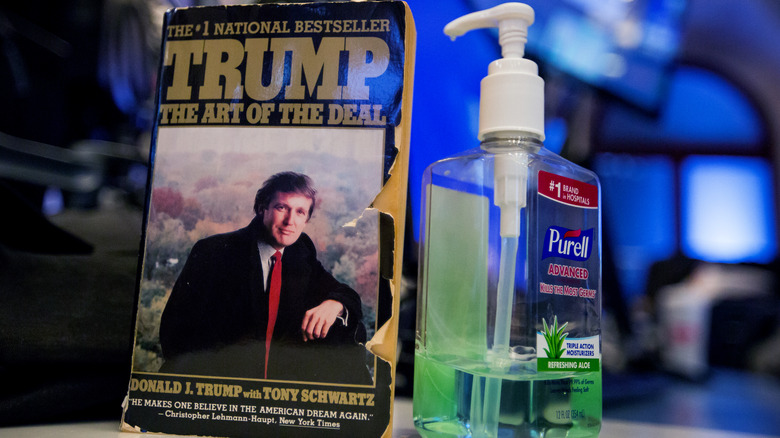 Donald Trump's book, Purell bottle